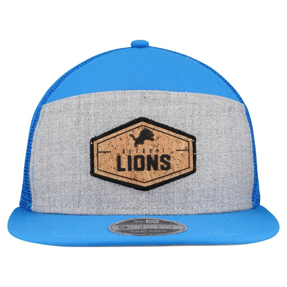 Detroit Lions New Era Cork Split Panel 9FIFTY Trucker Snapback Hat - Gray/Blue - NFL