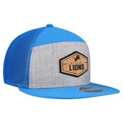Detroit Lions New Era Cork Split Panel 9FIFTY Trucker Snapback Hat - Gray/Blue - NFL