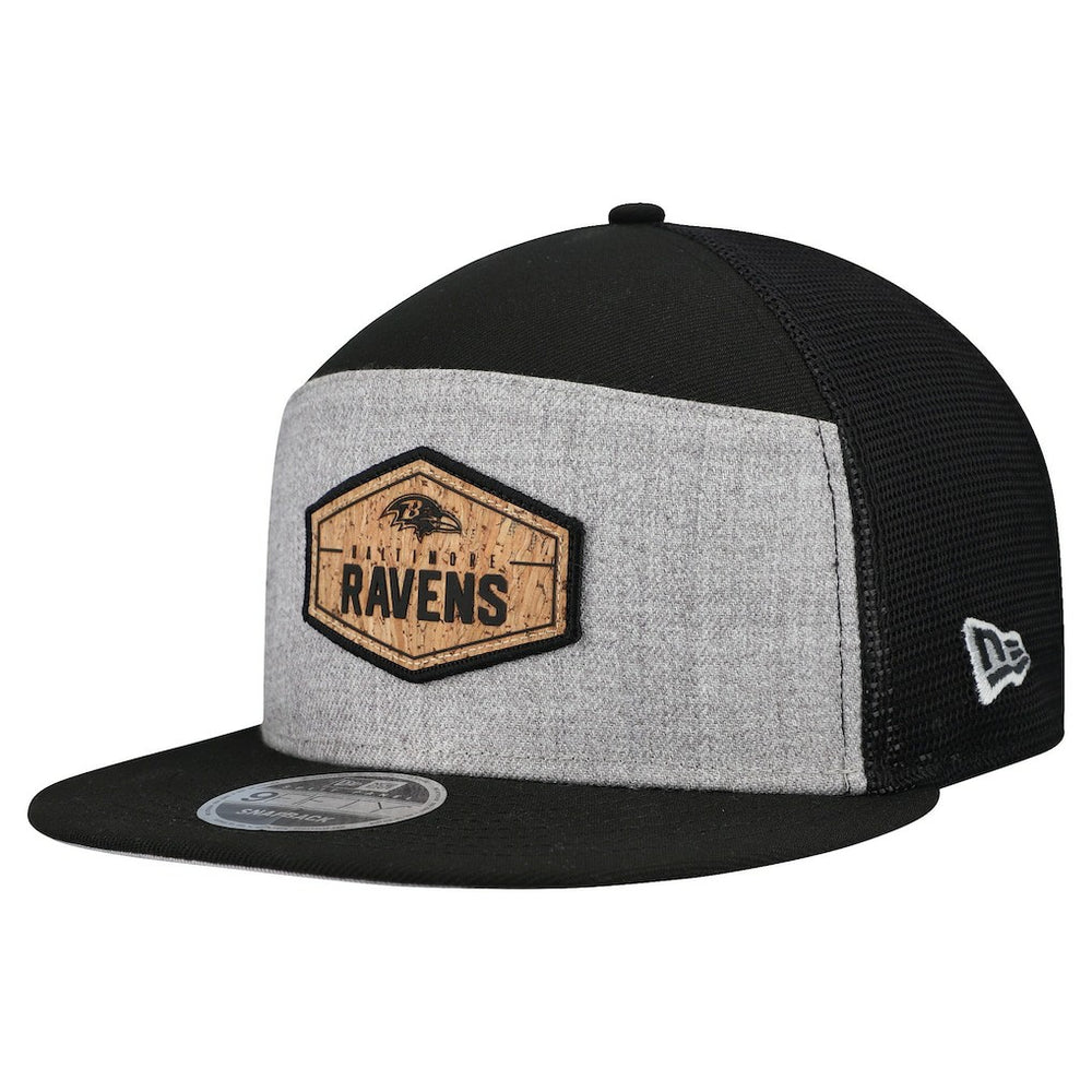 Baltimore Ravens New Era Cork Split Panel 9FIFTY Trucker Snapback Hat - Gray/Black - NFL