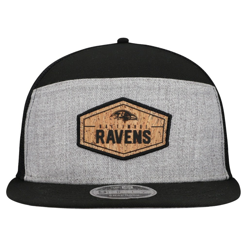 Baltimore Ravens New Era Cork Split Panel 9FIFTY Trucker Snapback Hat - Gray/Black - NFL