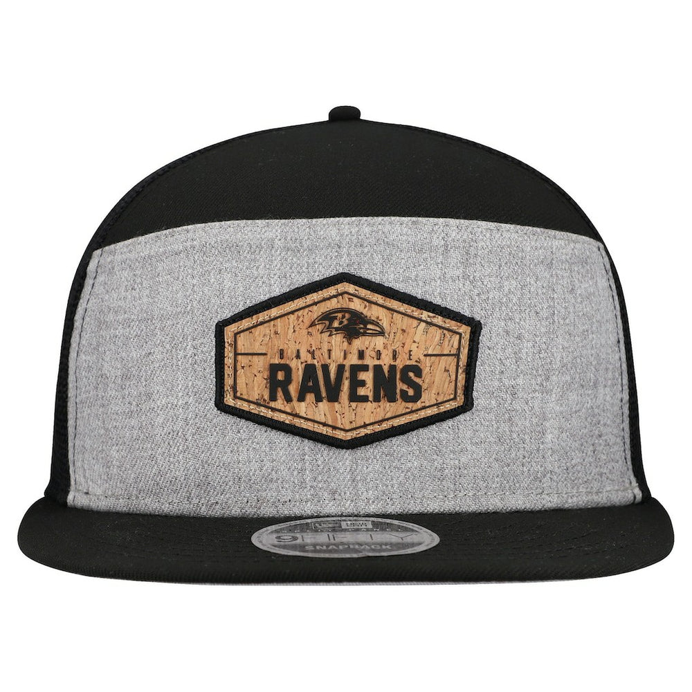 Baltimore Ravens New Era Cork Split Panel 9FIFTY Trucker Snapback Hat - Gray/Black - NFL