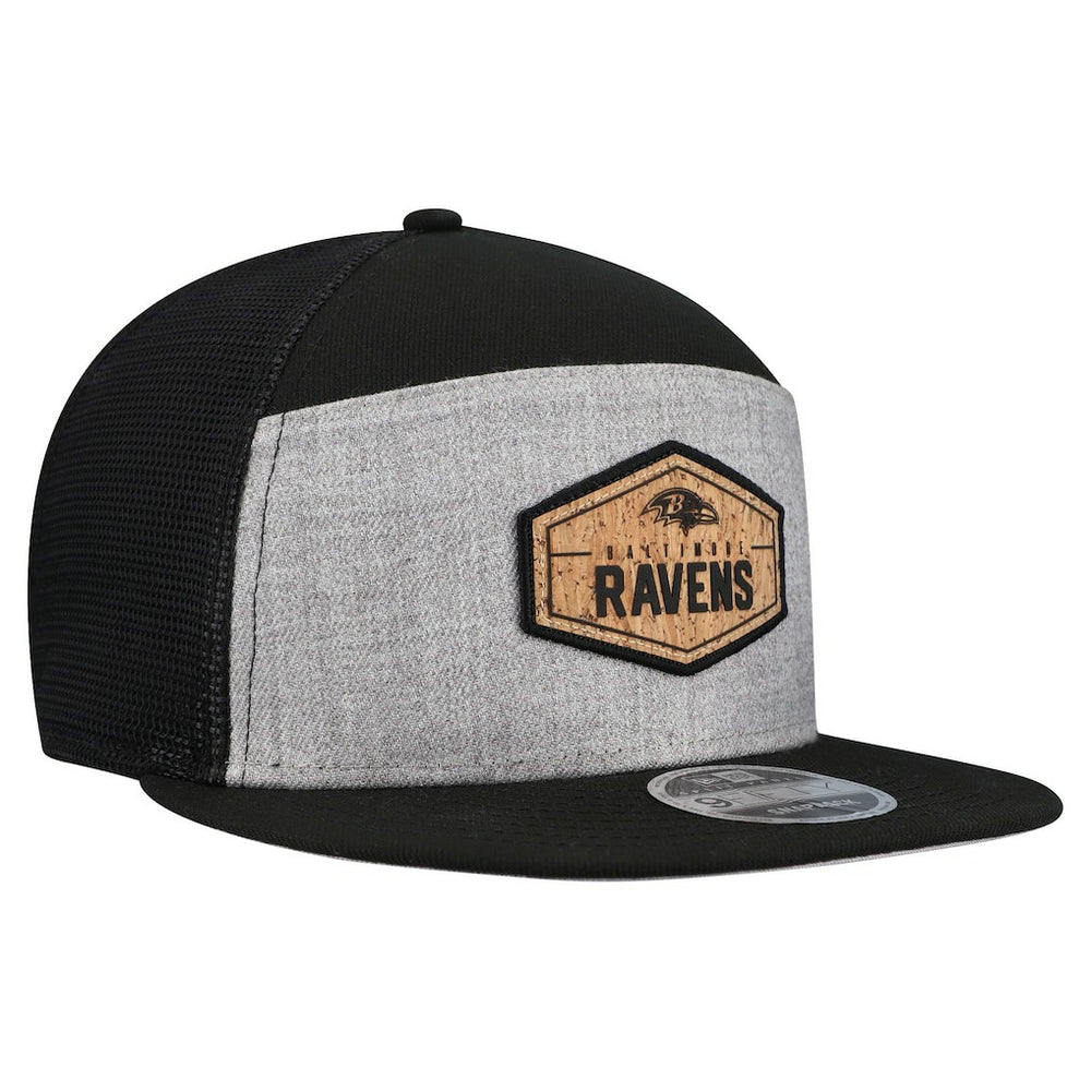 Baltimore Ravens New Era Cork Split Panel 9FIFTY Trucker Snapback Hat - Gray/Black - NFL
