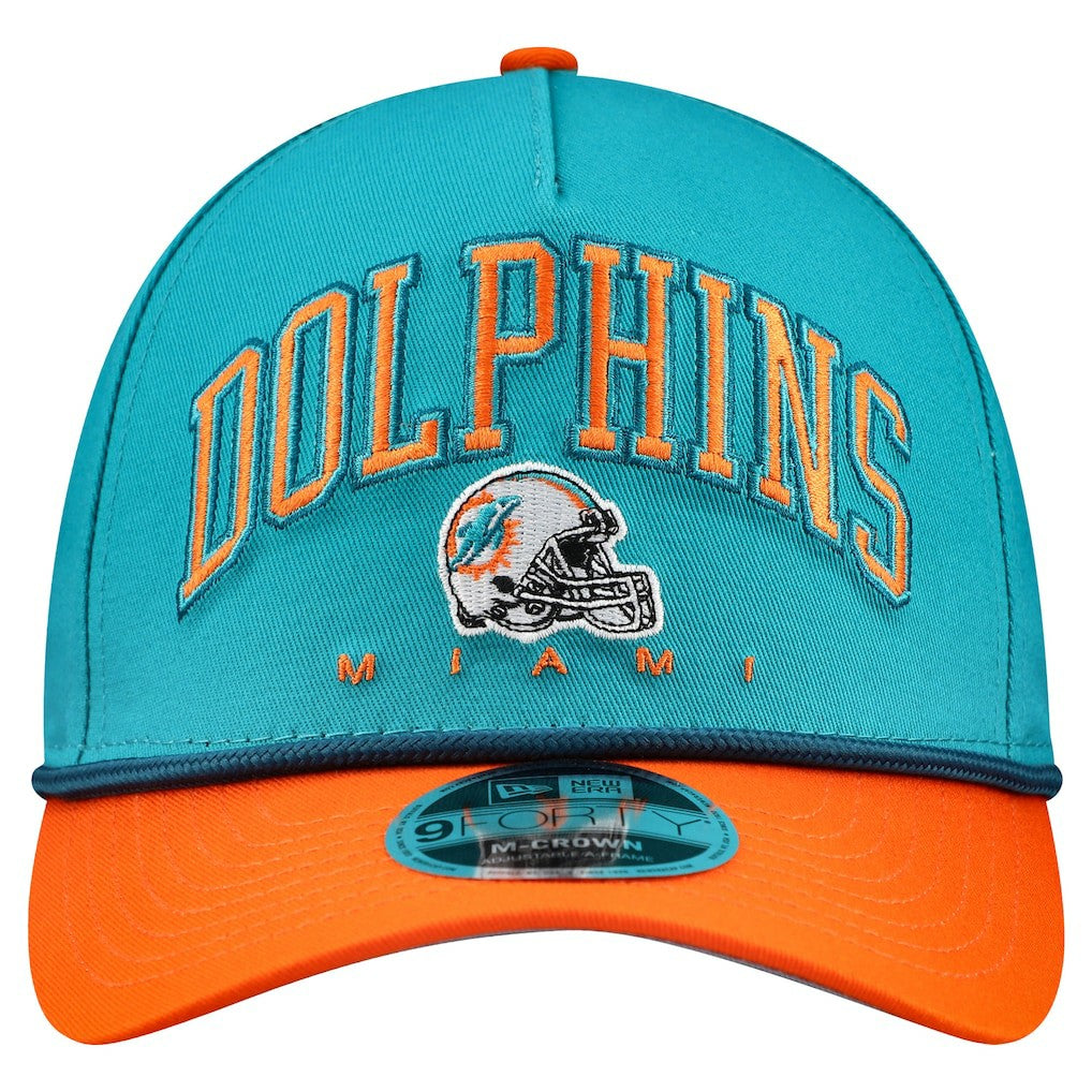 Miami Dolphins New Era Arch COOLERA 9FORTY A-Frame M-Crown Adjustable Hat - Aqua - NFL
