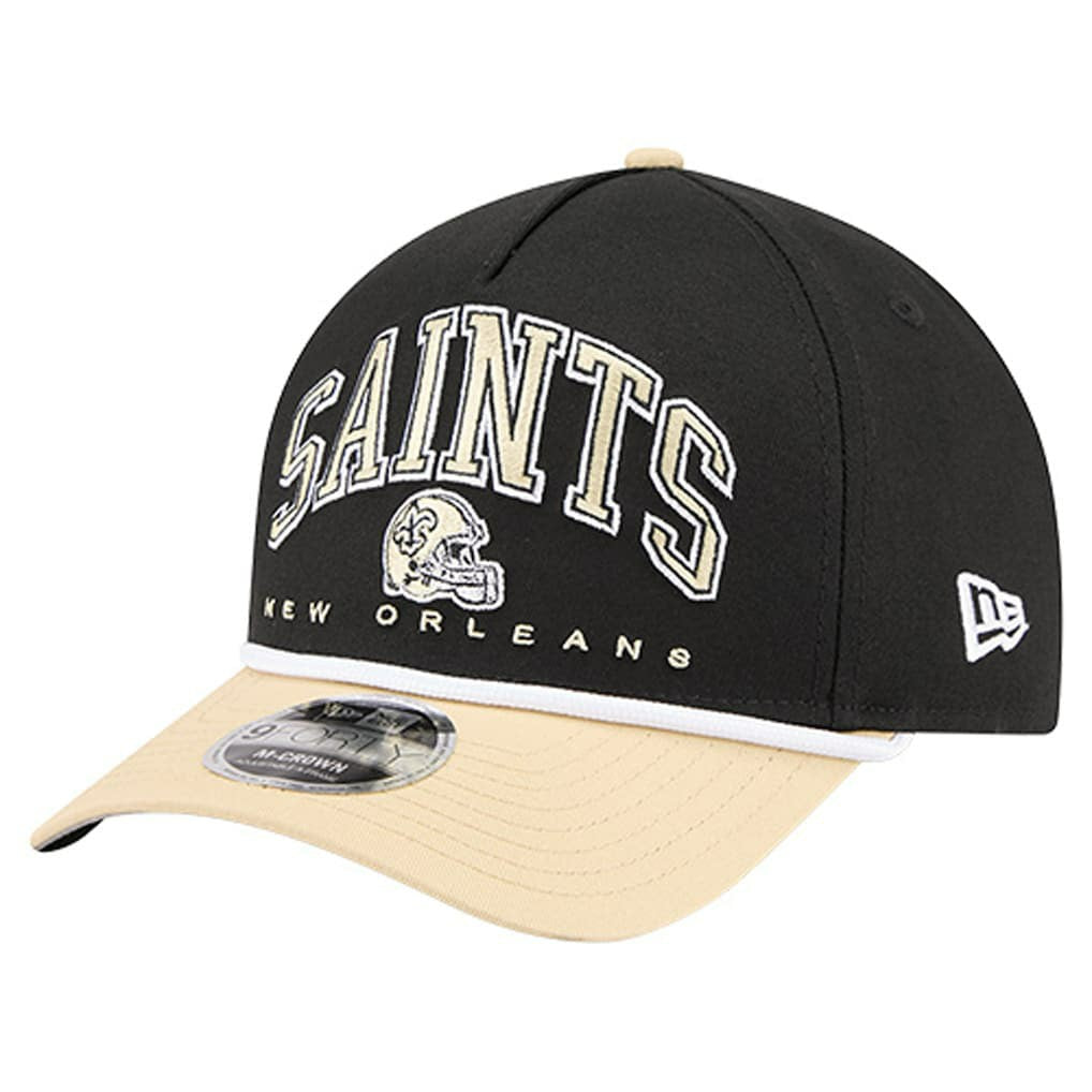 New Orleans Saints New Era Arch COOLERA 9FORTY A-Frame M-Crown Adjustable Hat - Black - NFL