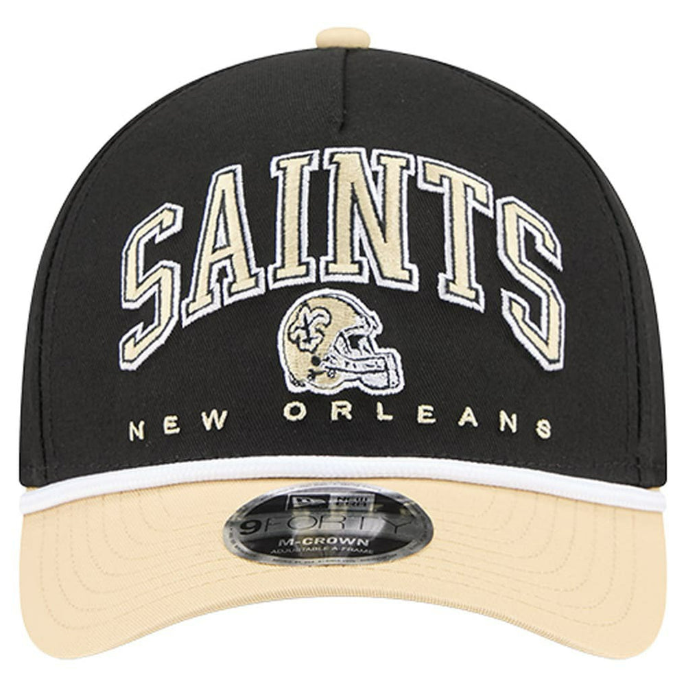 New Orleans Saints New Era Arch COOLERA 9FORTY A-Frame M-Crown Adjustable Hat - Black - NFL