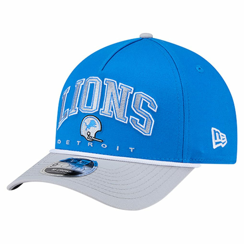 Detroit Lions New Era Throwback Arch COOLERA 9FORTY A-Frame M-Crown Adjustable Hat - Blue - NFL