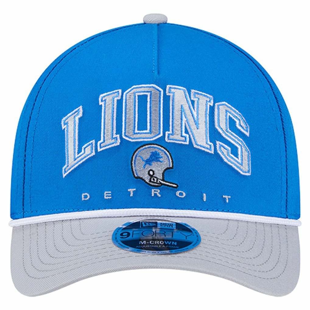 Detroit Lions New Era Throwback Arch COOLERA 9FORTY A-Frame M-Crown Adjustable Hat - Blue - NFL