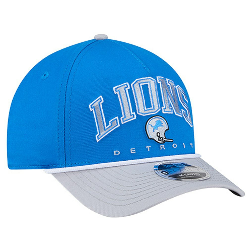 Detroit Lions New Era Throwback Arch COOLERA 9FORTY A-Frame M-Crown Adjustable Hat - Blue - NFL