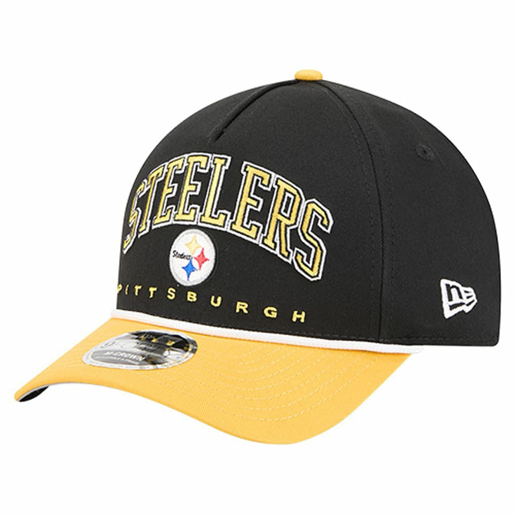 Pittsburgh Steelers New Era Arch COOLERA 9FORTY A-Frame M-Crown Adjustable Hat - Black - NFL