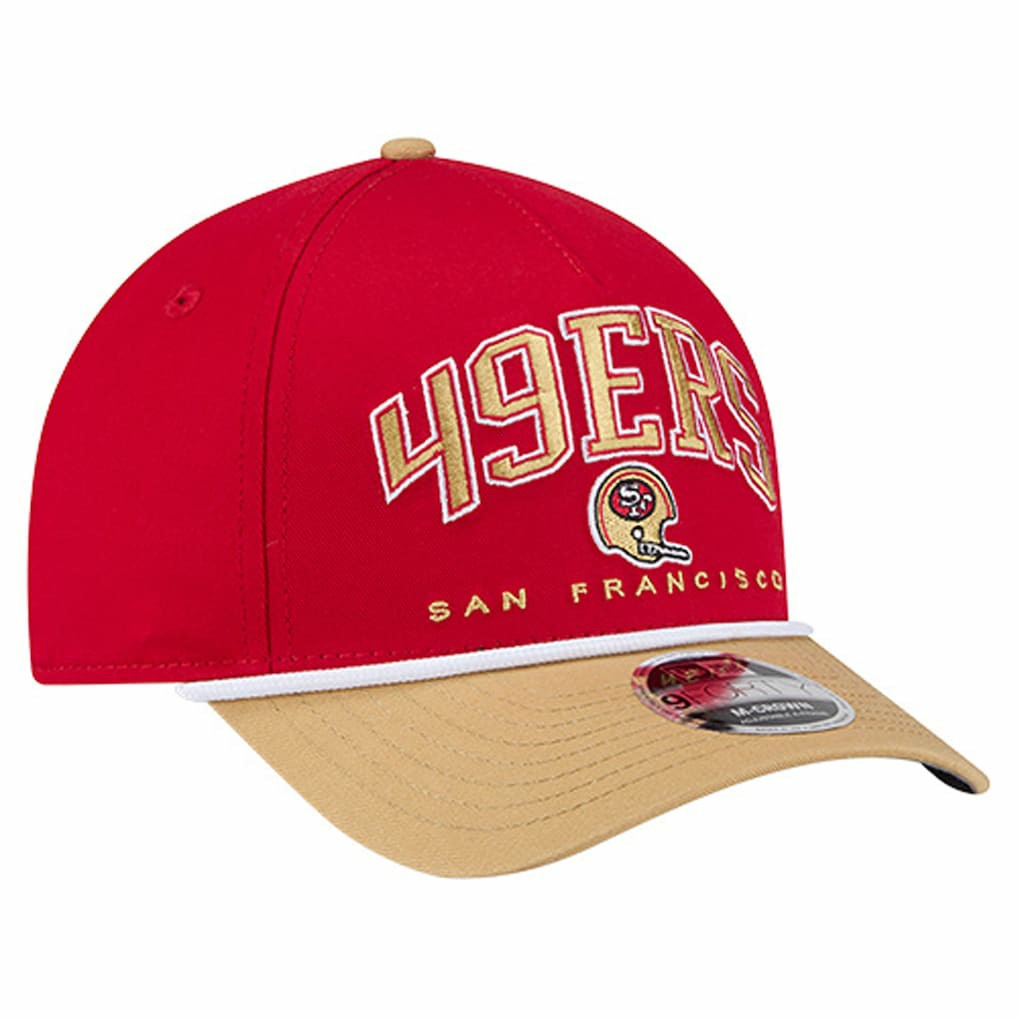 San Francisco 49ers New Era Throwback Arch COOLERA 9FORTY A-Frame M-Crown Adjustable Hat - Scarlet - NFL