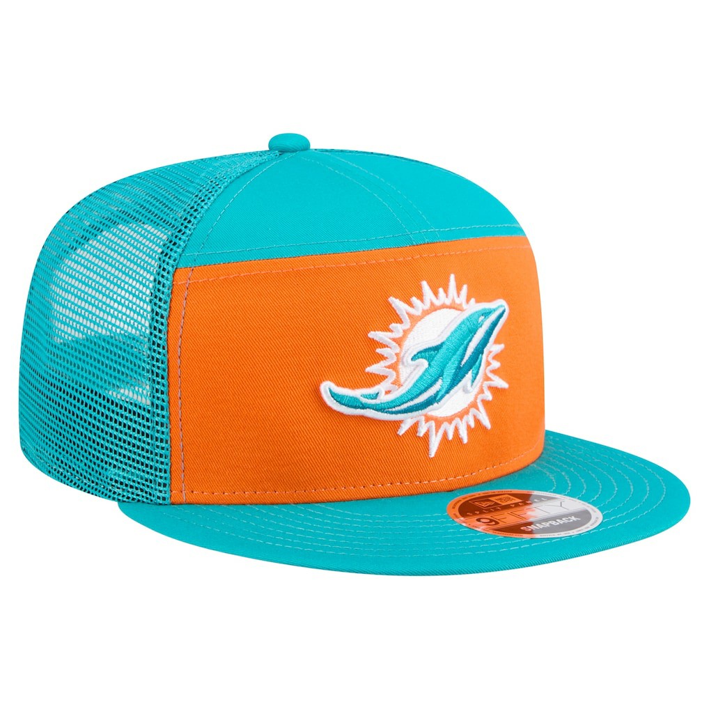 Miami Dolphins New Era Outdoor Split Panel 9FIFTY Snapback Hat - Orange/Aqua - NFL
