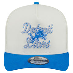 Detroit Lions New Era Chainstitch A-Frame 9FIFTY Adjustable Hat - Cream/Blue - NFL