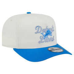 Detroit Lions New Era Chainstitch A-Frame 9FIFTY Adjustable Hat - Cream/Blue - NFL