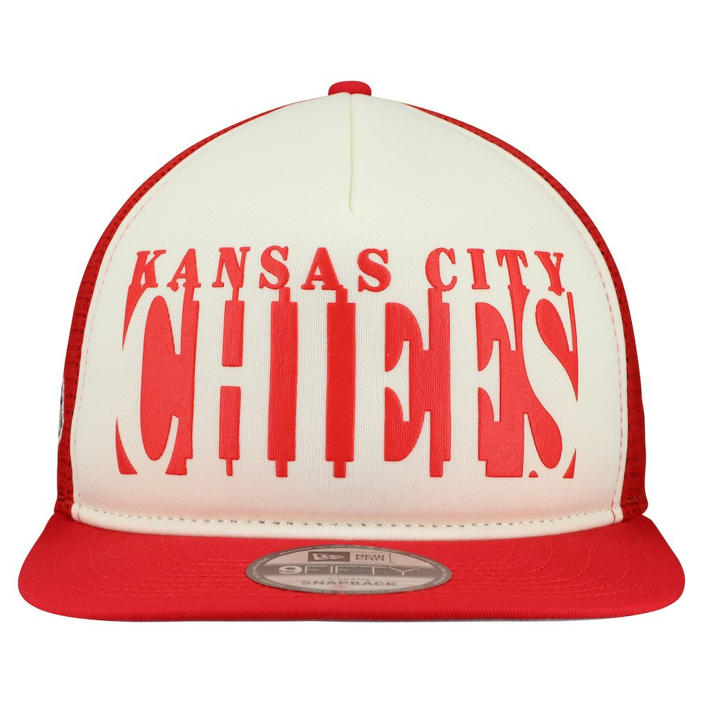 Kansas City Chiefs New Era Cutout A-Frame 9FIFTY Snapback Hat - Cream/Red - NFL