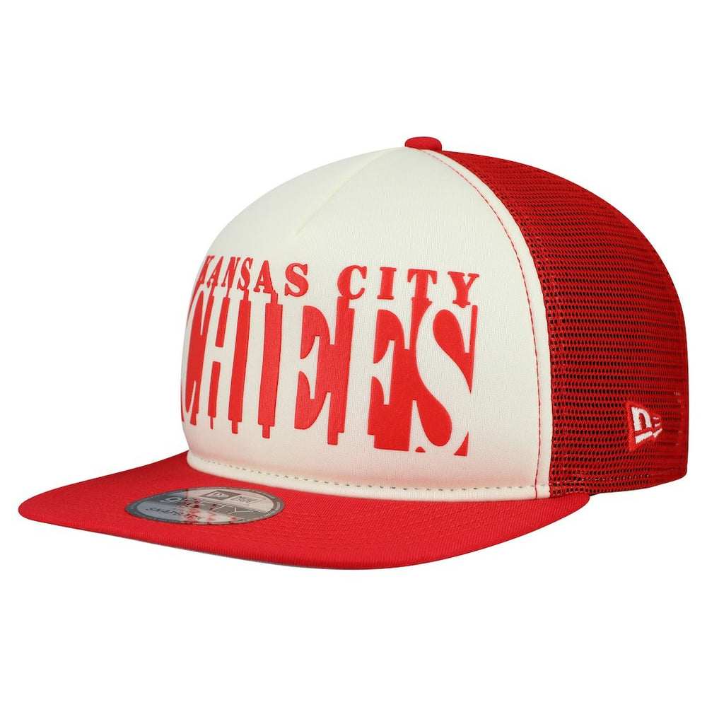 Kansas City Chiefs New Era Cutout A-Frame 9FIFTY Snapback Hat - Cream/Red - NFL