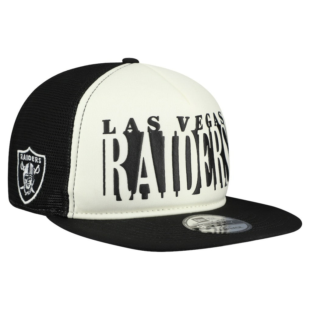 Las Vegas Raiders New Era Cutout A-Frame 9FIFTY Snapback Hat - Cream/Black - NFL