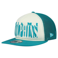 Miami Dolphins New Era Throwback Cutout A-Frame 9FIFTY Snapback Hat - Cream/Aqua - NFL