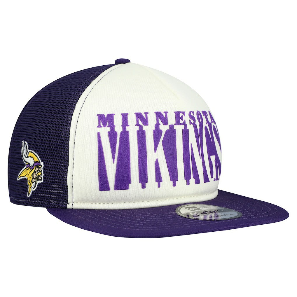 Minnesota Vikings New Era Cutout A-Frame 9FIFTY Snapback Hat - Cream/Purple - NFL
