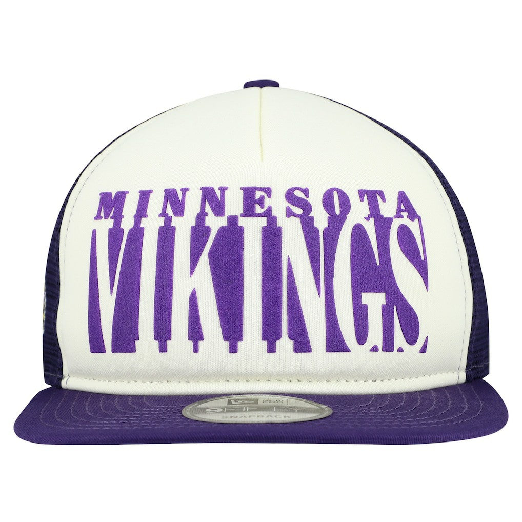 Minnesota Vikings New Era Cutout A-Frame 9FIFTY Snapback Hat - Cream/Purple - NFL