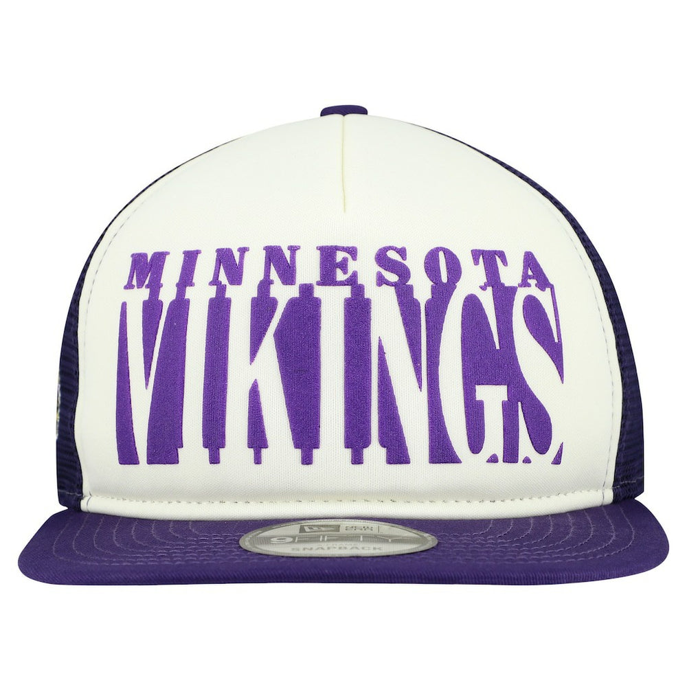 Minnesota Vikings New Era Cutout A-Frame 9FIFTY Snapback Hat - Cream/Purple - NFL