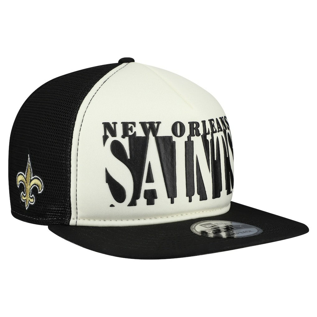 New Orleans Saints New Era Cutout A-Frame 9FIFTY Snapback Hat - Cream/Black - NFL