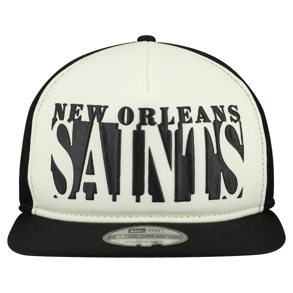 New Orleans Saints New Era Cutout A-Frame 9FIFTY Snapback Hat - Cream/Black - NFL