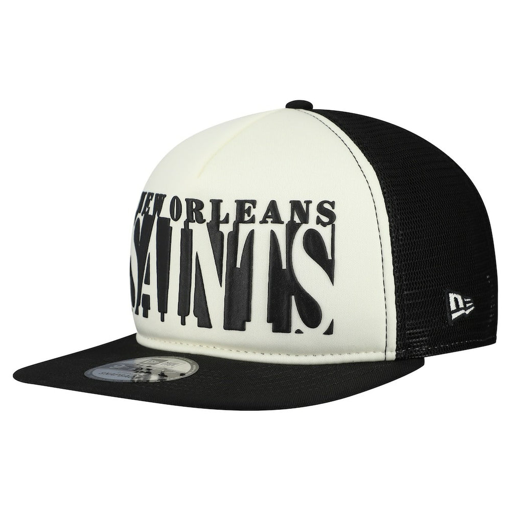 New Orleans Saints New Era Cutout A-Frame 9FIFTY Snapback Hat - Cream/Black - NFL
