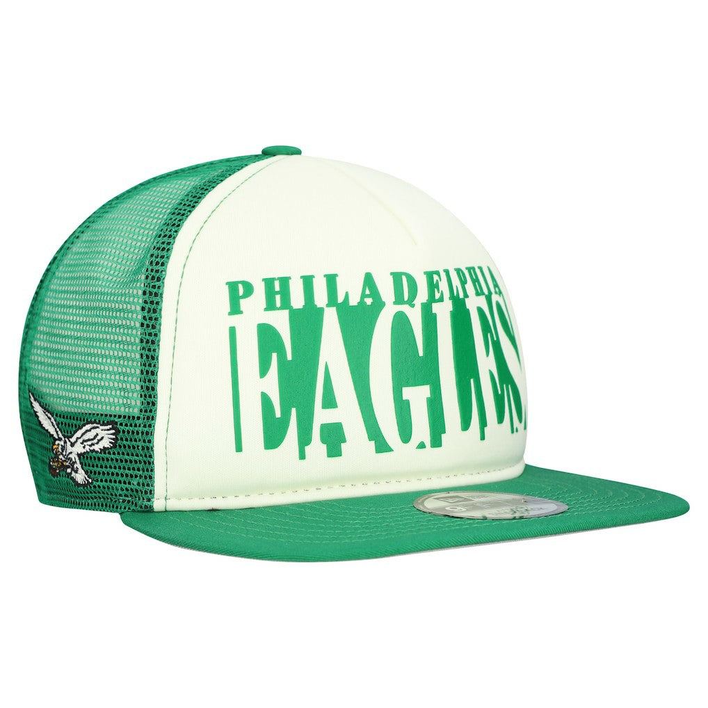 Philadelphia Eagles New Era Throwback Cutout A-Frame 9FIFTY Snapback Hat - Cream/Kelly Green - NFL