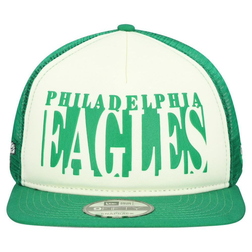 Philadelphia Eagles New Era Throwback Cutout A-Frame 9FIFTY Snapback Hat - Cream/Kelly Green - NFL