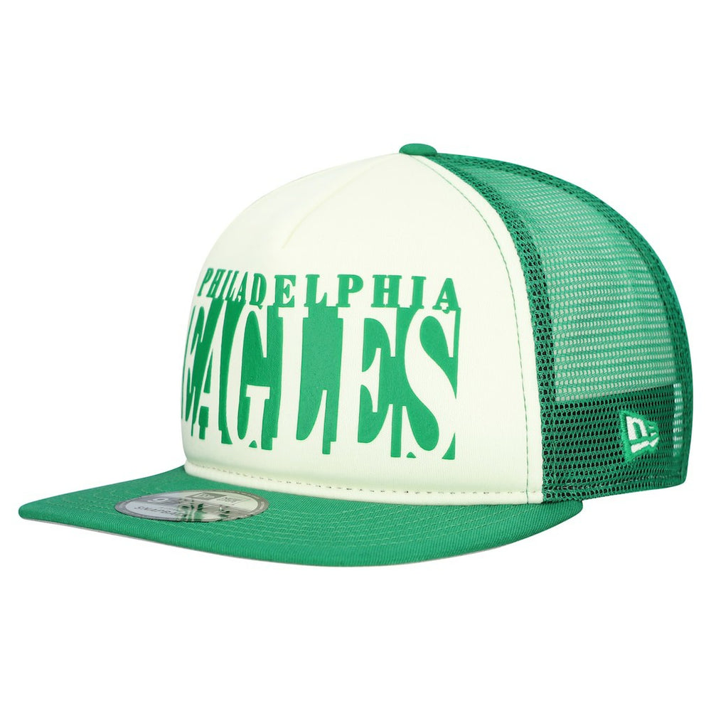 Philadelphia Eagles New Era Throwback Cutout A-Frame 9FIFTY Snapback Hat - Cream/Kelly Green - NFL