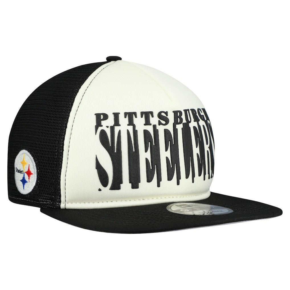 Pittsburgh Steelers New Era Cutout A-Frame 9FIFTY Snapback Hat - Cream/Black - NFL