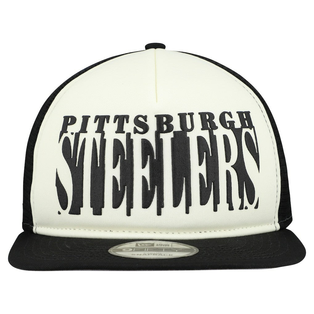 Pittsburgh Steelers New Era Cutout A-Frame 9FIFTY Snapback Hat - Cream/Black - NFL