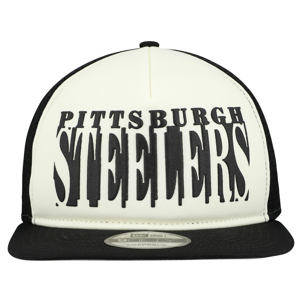 Pittsburgh Steelers New Era Cutout A-Frame 9FIFTY Snapback Hat - Cream/Black - NFL