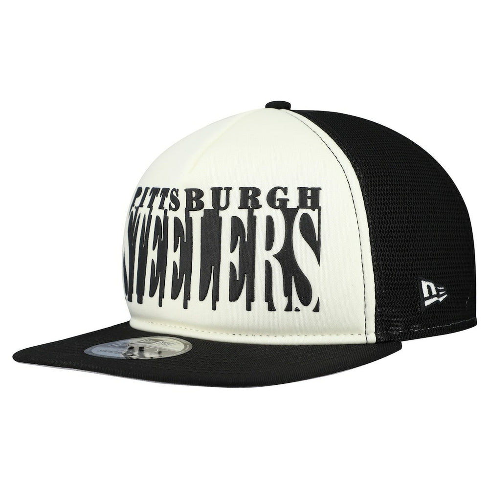 Pittsburgh Steelers New Era Cutout A-Frame 9FIFTY Snapback Hat - Cream/Black - NFL