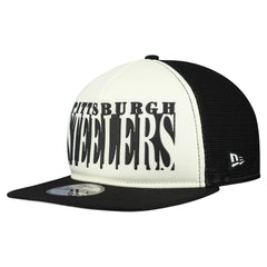 Pittsburgh Steelers New Era Cutout A-Frame 9FIFTY Snapback Hat - Cream/Black - NFL