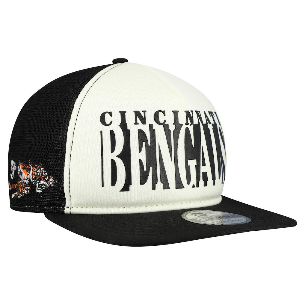 Cincinnati Bengals New Era Throwback Cutout A-Frame 9FIFTY Snapback Hat - Cream/Black - NFL
