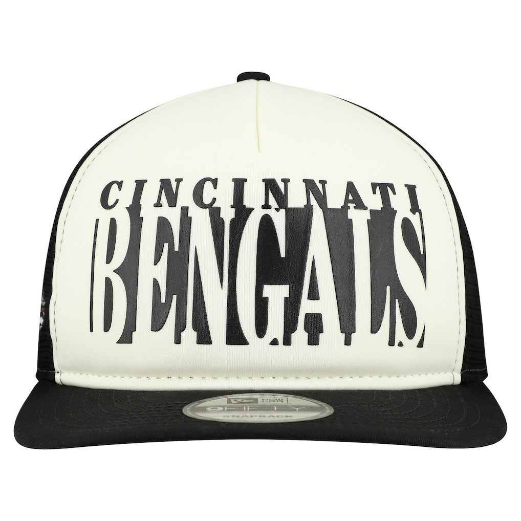 Cincinnati Bengals New Era Throwback Cutout A-Frame 9FIFTY Snapback Hat - Cream/Black - NFL