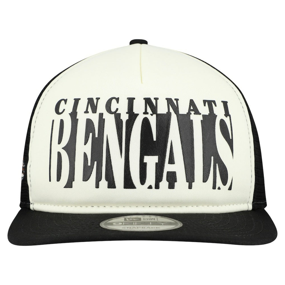 Cincinnati Bengals New Era Throwback Cutout A-Frame 9FIFTY Snapback Hat - Cream/Black - NFL