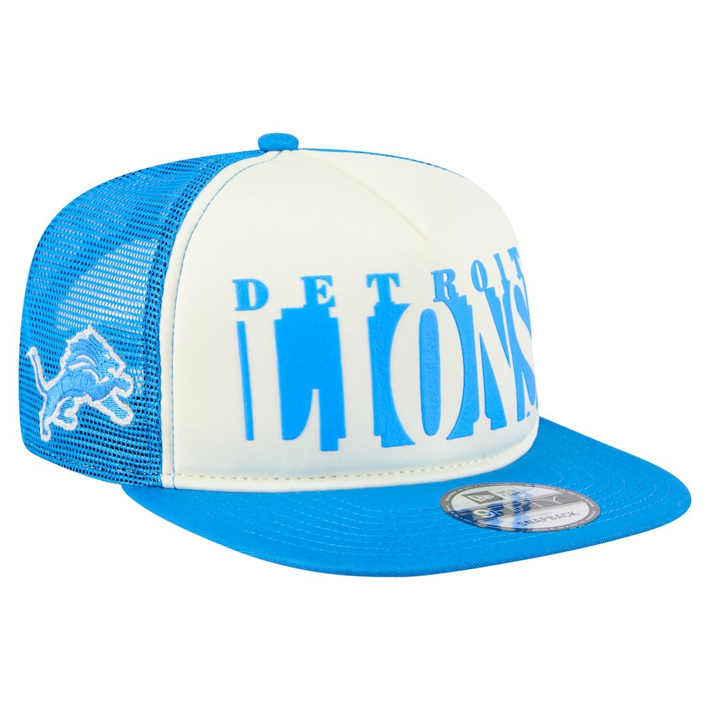 Detroit Lions New Era Cutout A-Frame 9FIFTY Snapback Hat - Cream/Blue - NFL