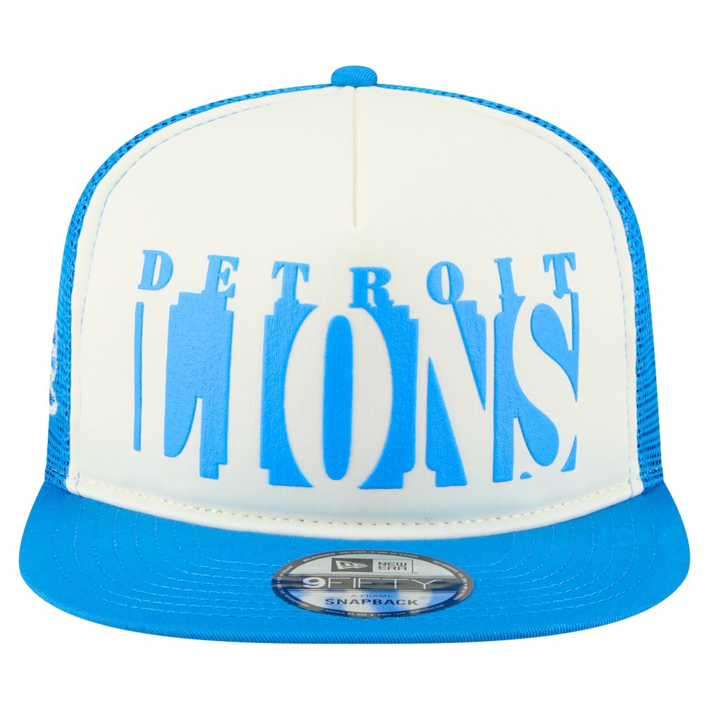 Detroit Lions New Era Cutout A-Frame 9FIFTY Snapback Hat - Cream/Blue - NFL