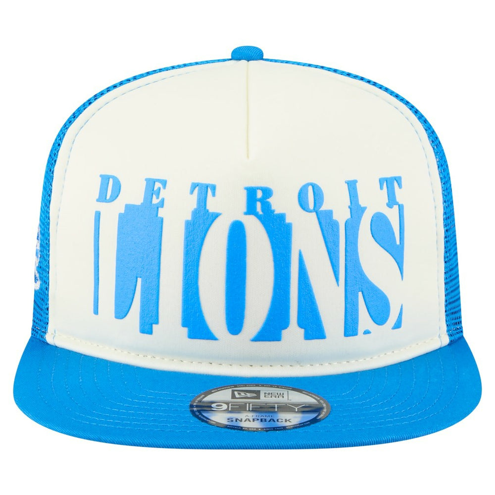 Detroit Lions New Era Cutout A-Frame 9FIFTY Snapback Hat - Cream/Blue - NFL