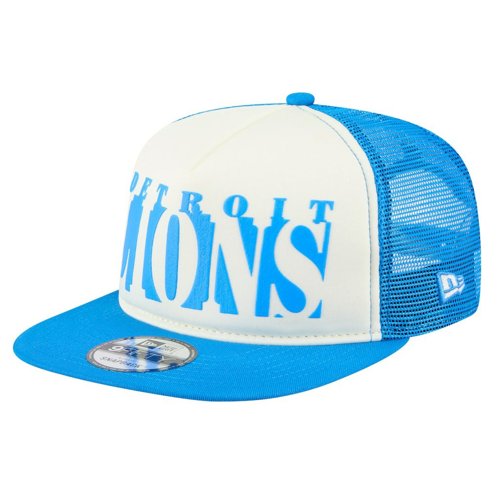 Detroit Lions New Era Cutout A-Frame 9FIFTY Snapback Hat - Cream/Blue - NFL