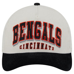Cincinnati Bengals New Era Head Two-Tone Sided Corduroy 9FORTY A-Frame Adjustable Hat - Cream/Black - NFL