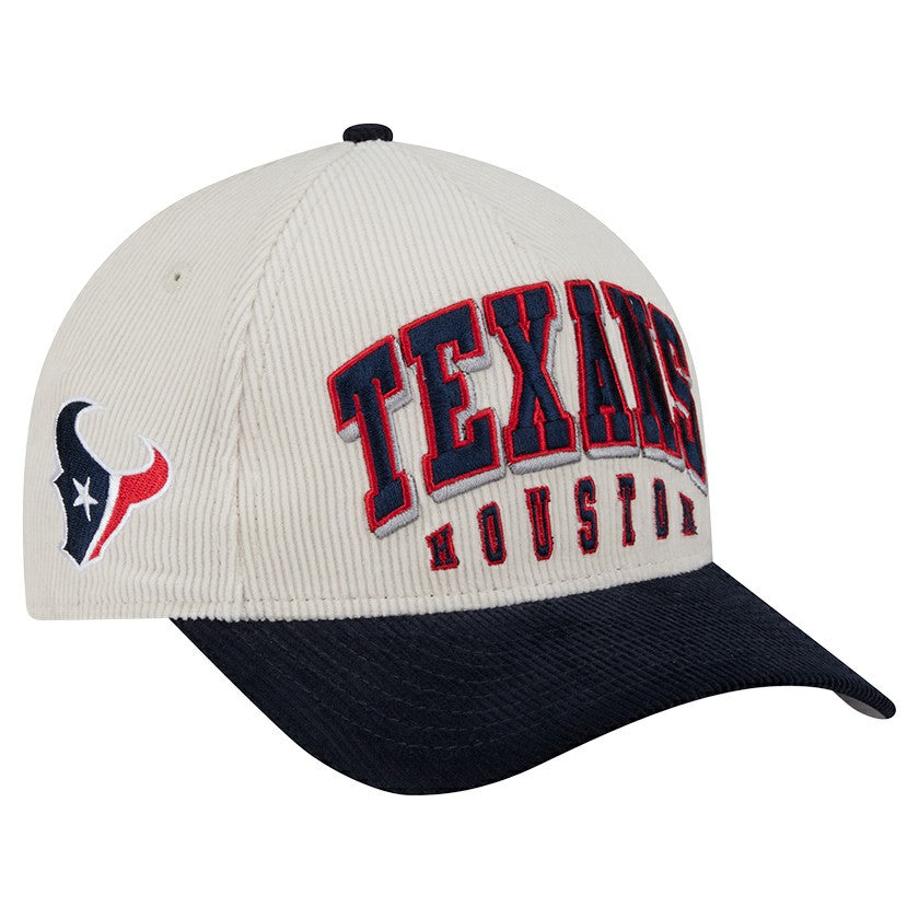 Houston Texans New Era Two-Tone Sided Corduroy 9FORTY A-Frame Adjustable Hat - Cream/Navy - NFL