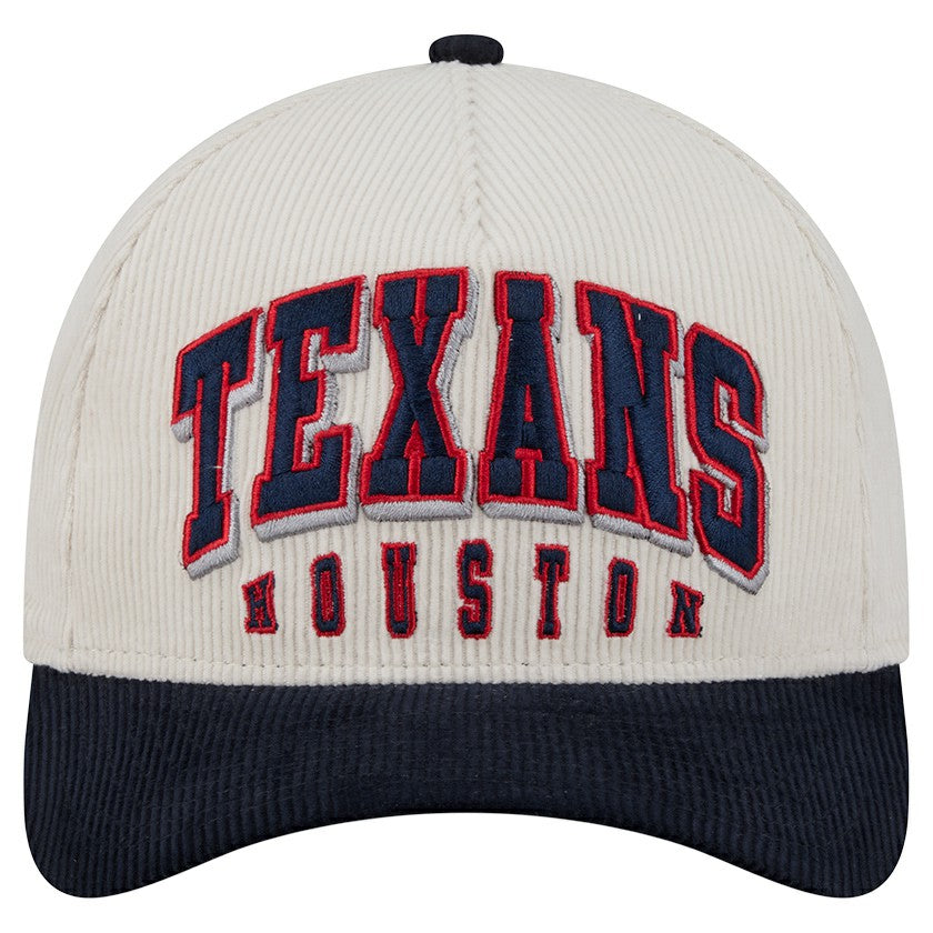 Houston Texans New Era Two-Tone Sided Corduroy 9FORTY A-Frame Adjustable Hat - Cream/Navy - NFL