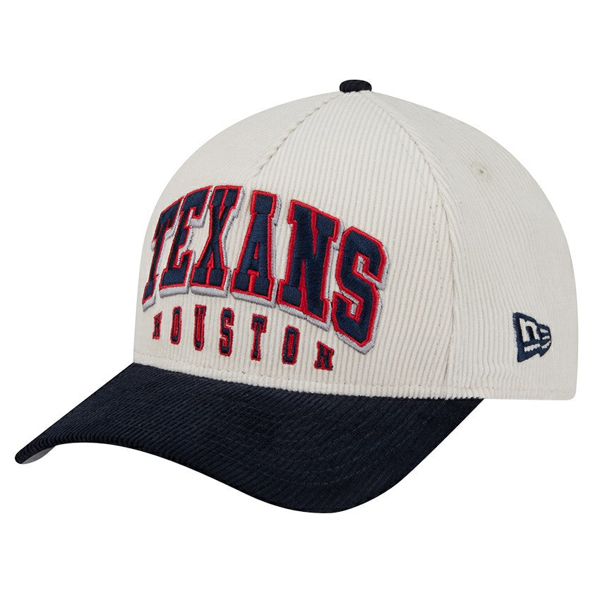 Houston Texans New Era Two-Tone Sided Corduroy 9FORTY A-Frame Adjustable Hat - Cream/Navy - NFL