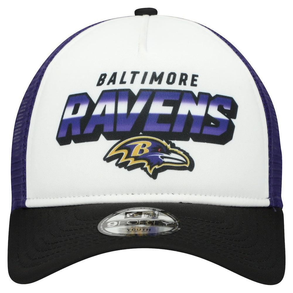 Baltimore Ravens New Era Youth Streak 9FORTY A-Frame Adjustable Hat - White/Black - NFL