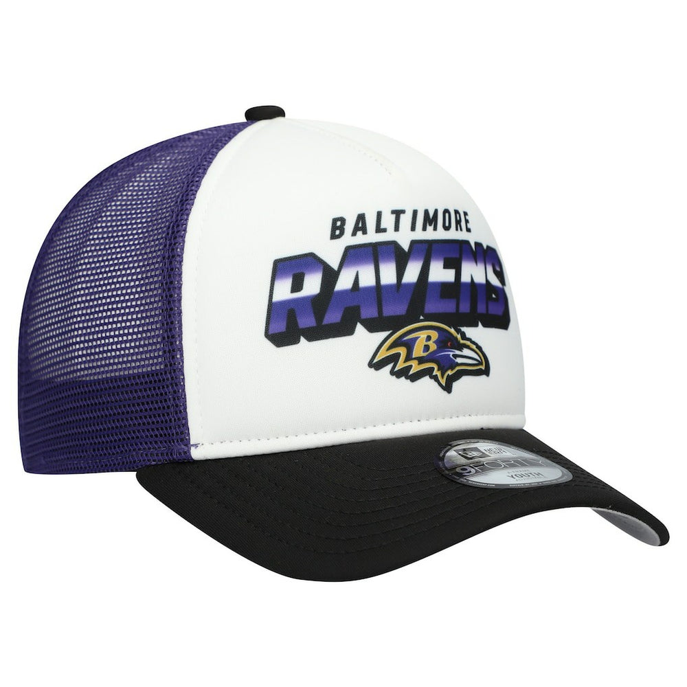 Baltimore Ravens New Era Youth Streak 9FORTY A-Frame Adjustable Hat - White/Black - NFL