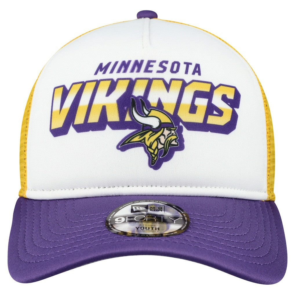 Minnesota Vikings New Era Youth Streak 9FORTY A-Frame Adjustable Hat - White/Purple - NFL