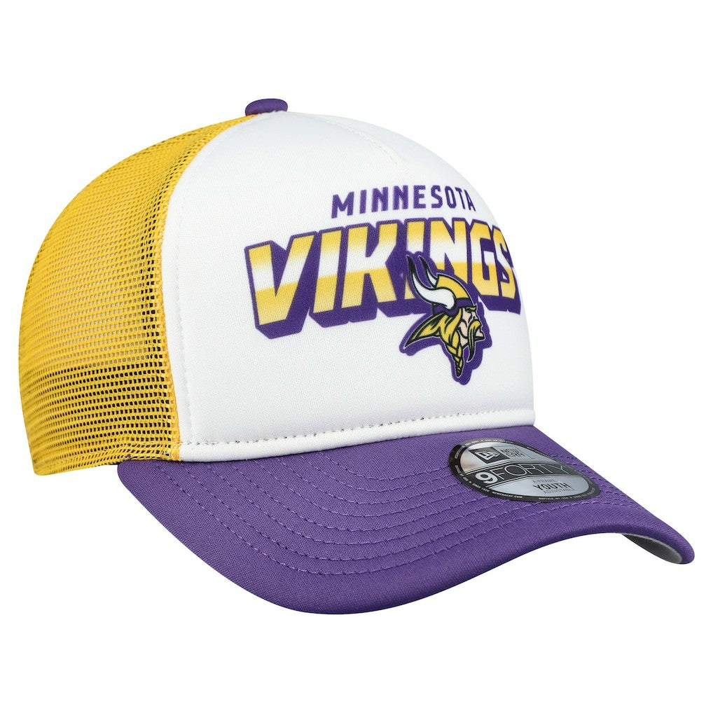 Minnesota Vikings New Era Youth Streak 9FORTY A-Frame Adjustable Hat - White/Purple - NFL